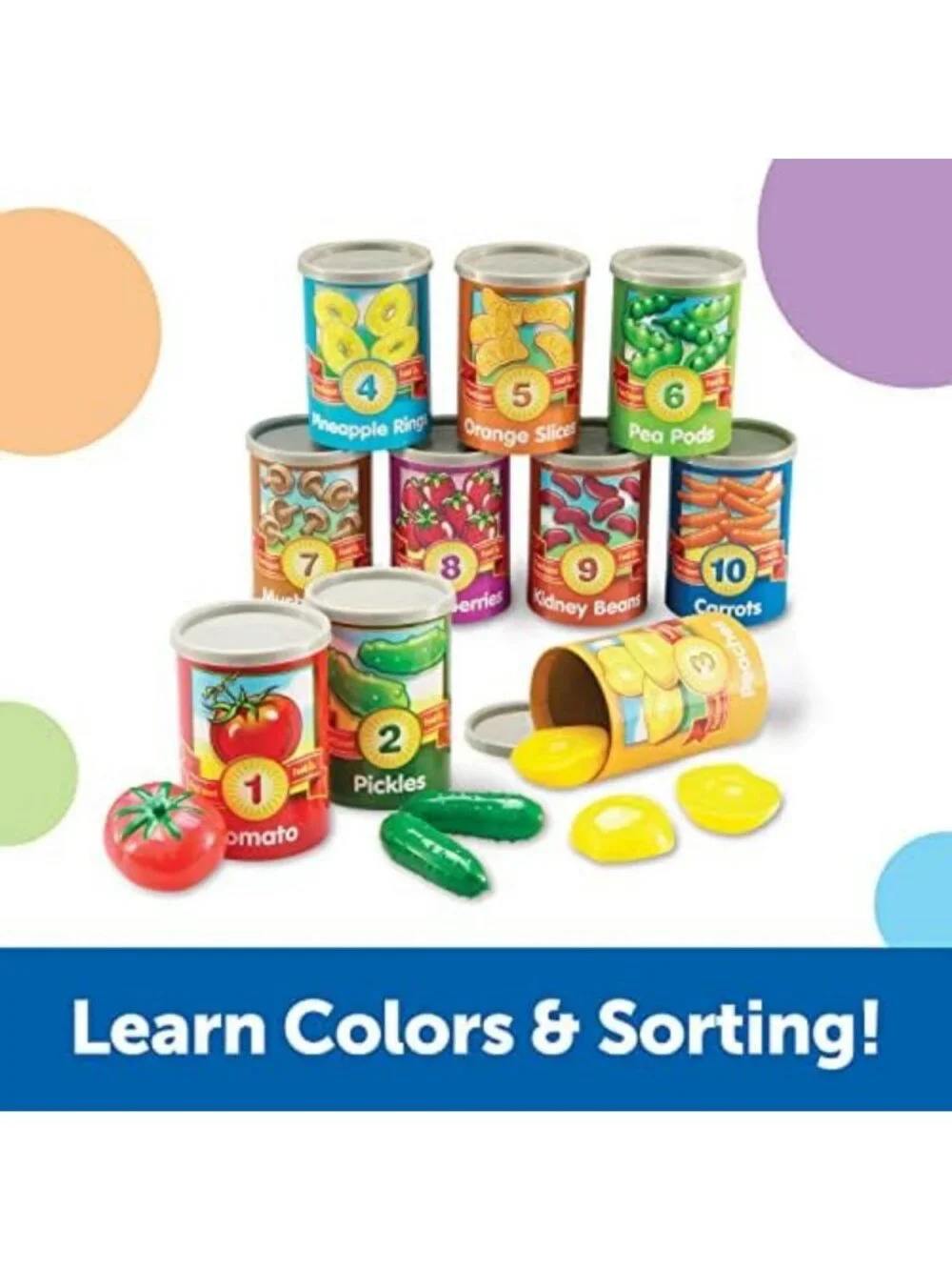 Counting Cans Set - 65 Pieces for Toddlers, Preschool Activities, Supermarket